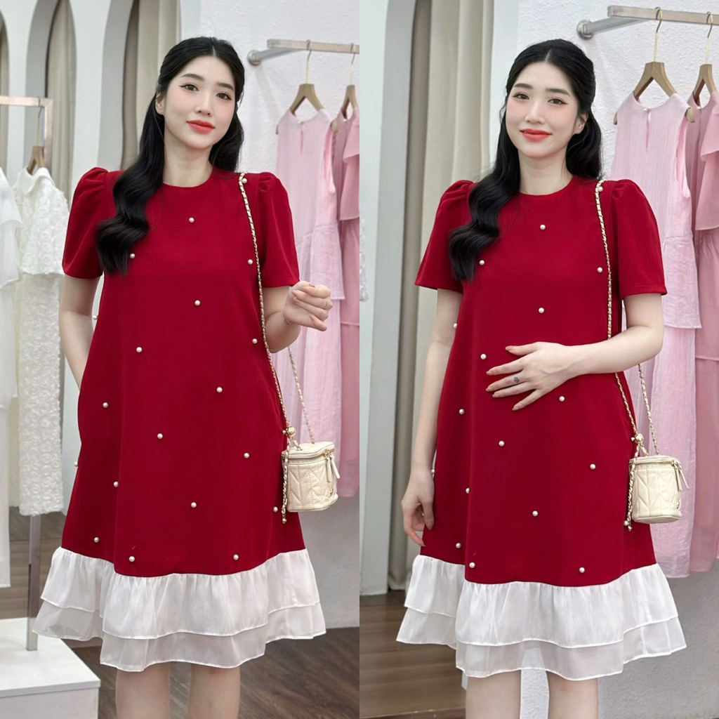 EVERMOM l Đầm bầu Nami tay đính ngọc đuôi cá bèo