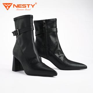   NE59  GIÀY BOOT NỮ CAO CẤP - GIÀY NESTY GÓT VUÔNG MŨI NHỌN KHÓA CÀI CAO 8CM 