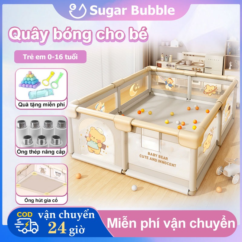 Quây bóng cho bé, quây banh cho bé cao cấp 2026 khung inox không rỉ năm an toàn cho bé , Tặng 4 quà