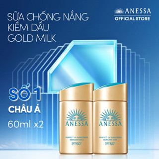   HANNAH OLALA  Combo 2 Sữa chống nắng dưỡng da kiềm dầu bảo vệ hoàn hảo Anessa Perfect UV Sunscreen Gold Milk 60mlx2 