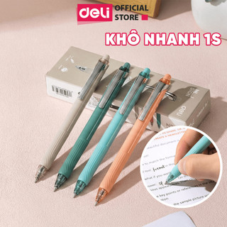 Bút Gel Cao Cấp Nhanh Khô Deli Bút Bi Nước Ngòi 0.7mm Mực Xanh Đen Nhiều Màu Không Lem Viết Trơn
