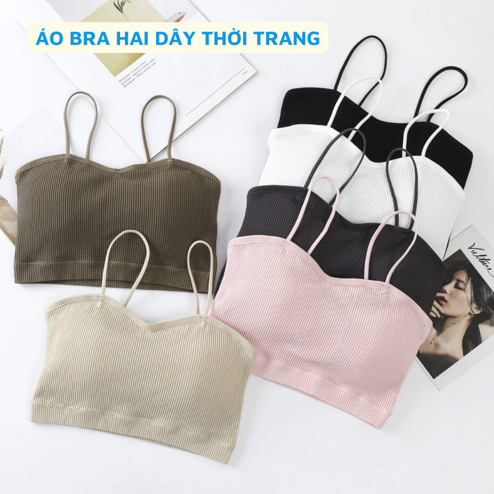 Áo Bra 2 Dây, Bra Len Tăm Cổ Tim, Áo Ngực Không Gọng Mút Mỏng ZANABRA B7719
