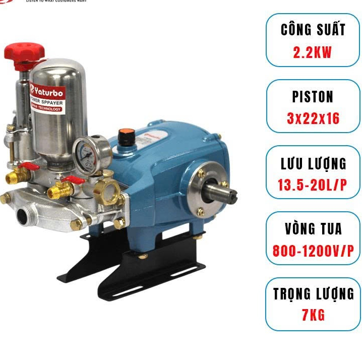 Đầu xịt áp lực Yartubo YTB22C ty thép 1HP motor 1.5 - 2.2kW