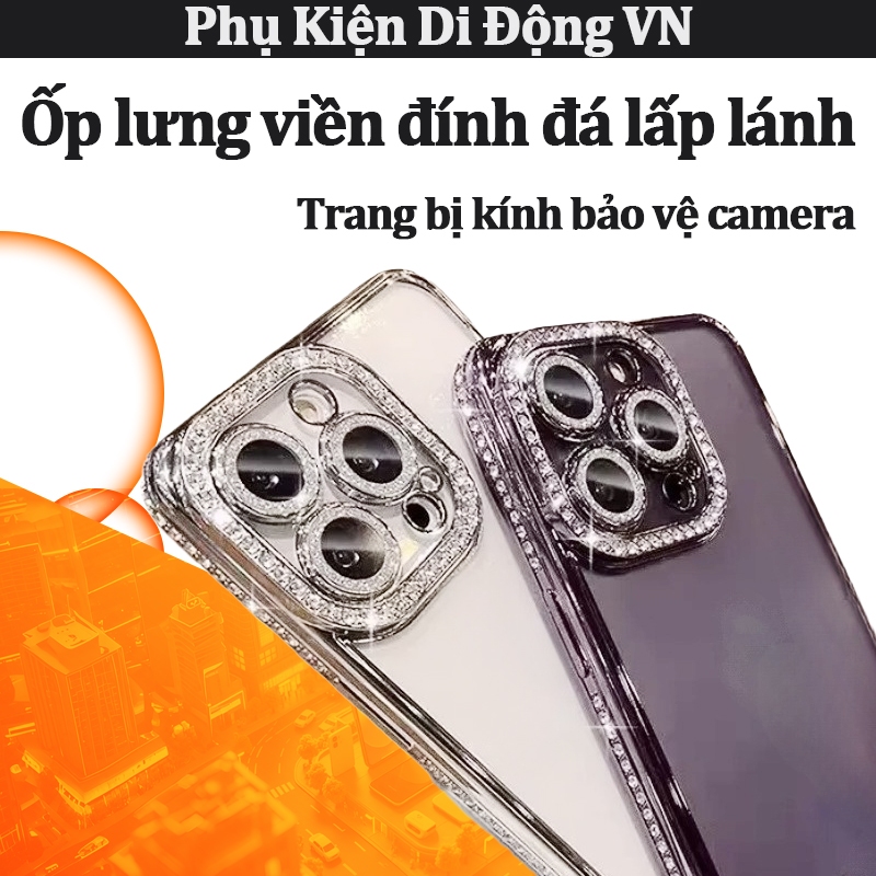 Ốp đt iPhone ốp lưng đính đá pha lê lấp lánh chống sốc chống trầy phù hợp cho iPhone 17 16 15 14 13 
