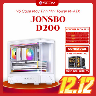  Vỏ Case PC Jonsbo D200 Case Máy Tính M-ATX Mini Tower Mặt Kính Cong Bể Cá Màn Hình Hiển Thị Nhiệt Độ 