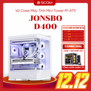  Vỏ Case PC Jonsbo D400 Case Máy Tính ATX Mid Tower Mặt Kính Cong Bể Cá Dựng Card VGA 