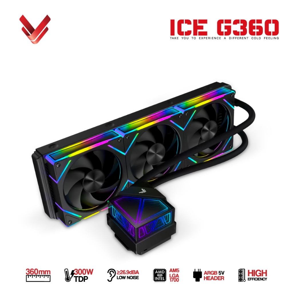 Tản Nhiệt Nước AIO VSP ICE G360 (Black/White) – Tản Nhiệt CPU 360mm LED ARGB