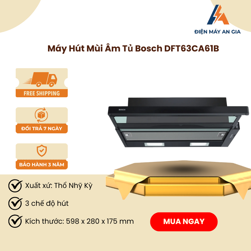 Máy Hút Mùi Âm Tủ Bosch HMH DFT63CA61B – 3 Chế Độ Hút – Hỗ Trợ Hút Xả Tuần Hoàn – Thông Gió – PEB