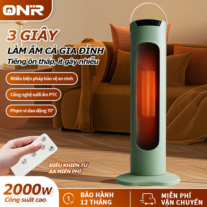 ONR – Máy Sưởi Cao Cấp 2000W, Thổi Gió Không Gây Khô, Có Gió Mát & Gió Nóng, Dùng Quanh Năm