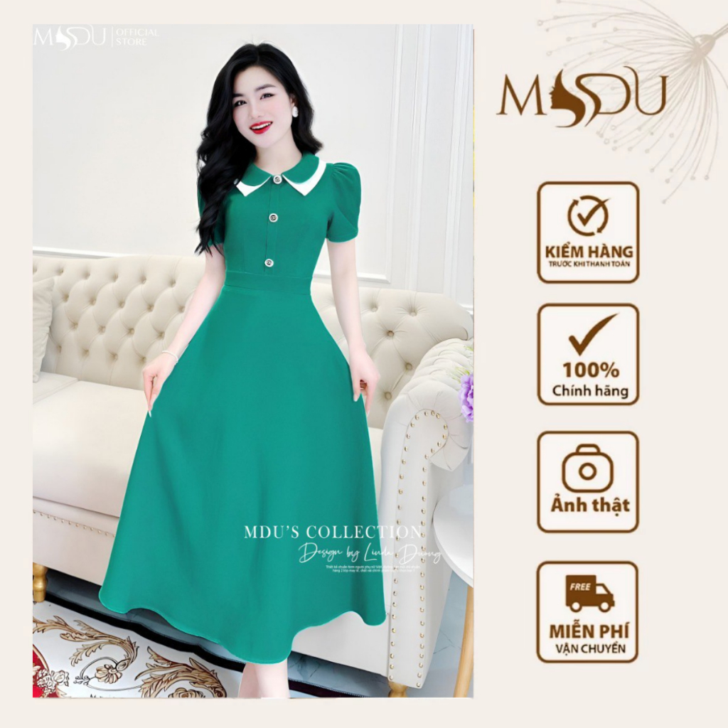Váy Thiết Kế MDU3922 Gam Màu Xanh Thời Thượng Dáng Váy Xòe Nhẹ Từ MDU K53-D1-2