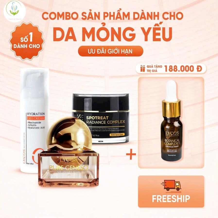 Combo 3 Lycos Dành Cho Da Mỏng Yếu (Kem Face Meso Lycos - Kem Nám Đêm Lycos - Dưỡng Ẩm Lycos