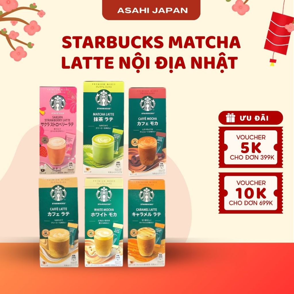 Matcha Trà Xanh - Starbucks Matcha Latte nội địa Nhật Bản có mix nhiều vị thơm ngon siêu tiện lợi