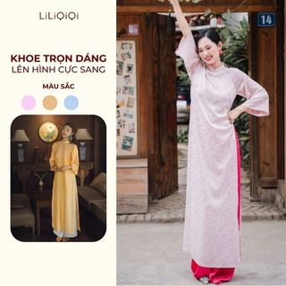   KOL  Áo dài cách tân nữ Khả Diệp Dáng Suông Lụa Gấm Hoa tay lỡ Thiết Kế CayLeo Design - AD09 