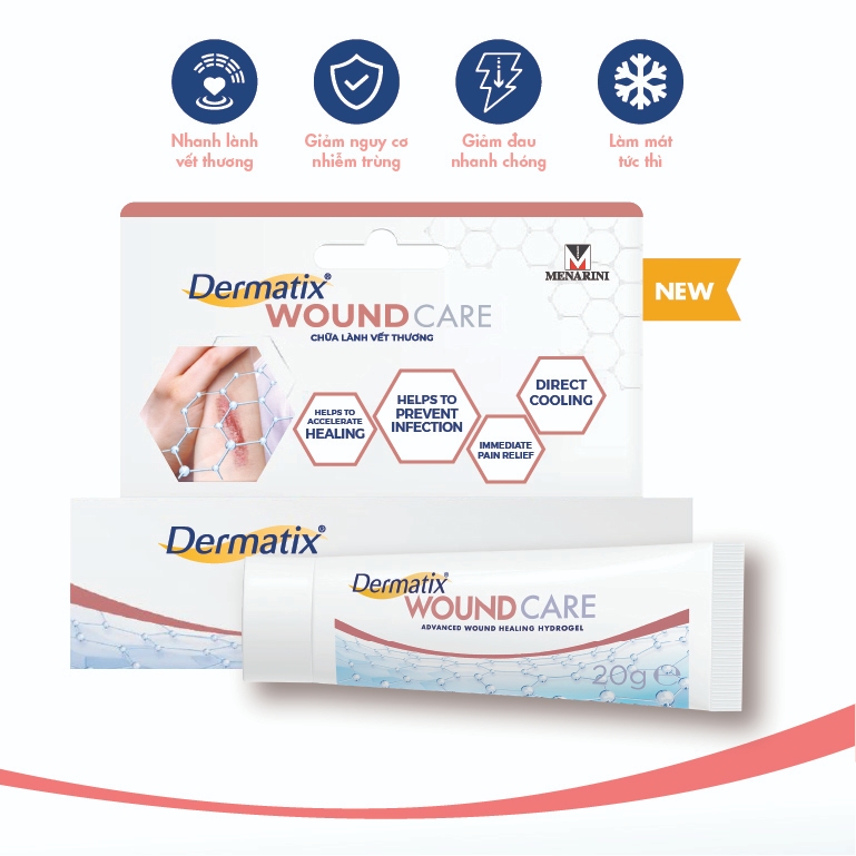 Gel Dermatix Wound Care hỗ trợ chữa lành vết thương tuýp 20g Thương hiệu đến từ Italy