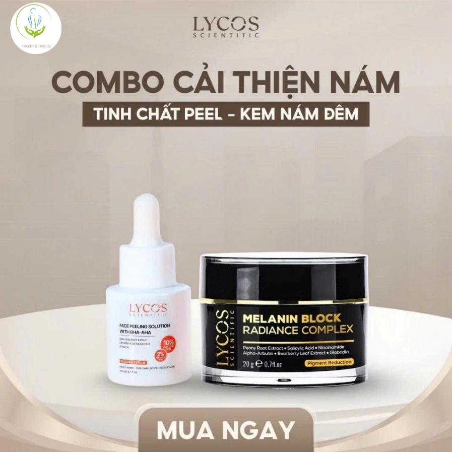 Combo Sáng Da Mờ Nám Lycos : Tinh chất Peel Da Lycos + Kem Nám Đêm Lycos - Xóa nhăn, nám tàn nhang