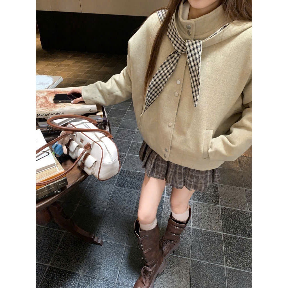 (Mũ Khăn Kẻ Rời): Áo Khoác Dạ Cúc Bấm Mũ Kẻ Bản Khăn Dài Dáng Bomber Hàng 2 Lớp 2 Màu-Ảnh Thật Lollaye | BigBuy360 - bigbuy360.vn