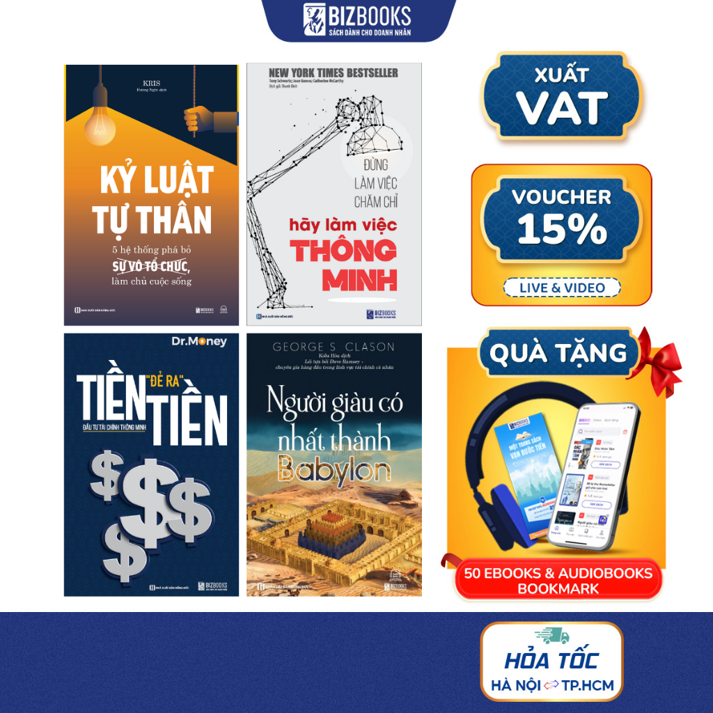 Bộ Sách 4 Cuốn Tự Chủ Tài Chính - Cách Để Tiền Bạc Làm Việc Cho Mình: Chăm Chỉ, Kỷ Luật, Babylon, Ti