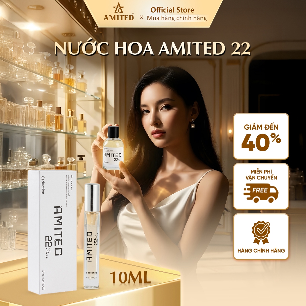 Nước Hoa Nữ Amited 22 Thơm Lâu Mùi Hương Trong Trẻo, Thanh Lịch Dành Cho Cô Nàng Nữ Tính Size 10ML
