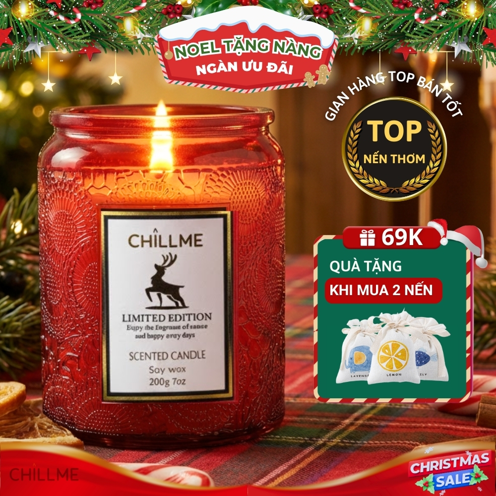  Nến thơm phòng tinh dầu chillme cao cấp quà tặng organic không khói dễ ngủ trang trí - LXR 