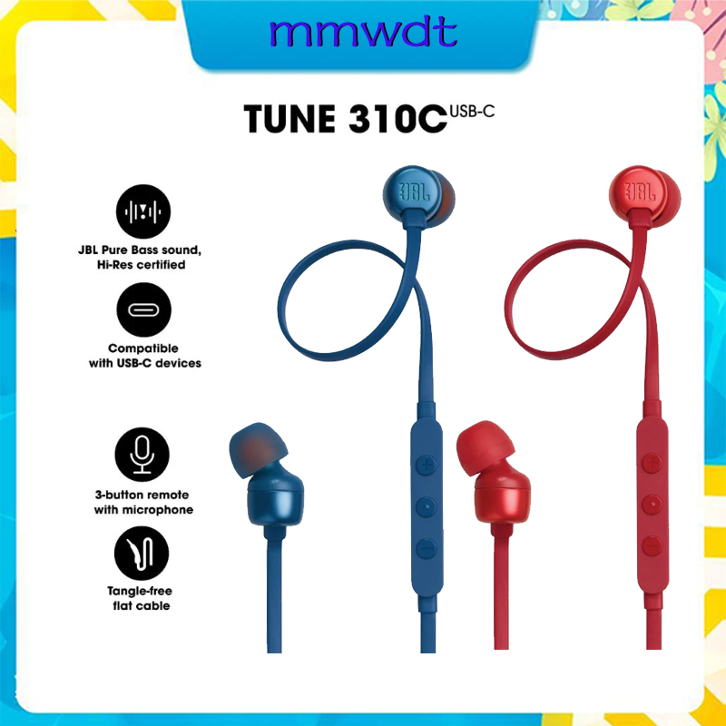 Tai Nghe Dây JBL Tune 310C Cổng Type C, Có Mic Đàm Thoại Bass Mạnh Mẽ