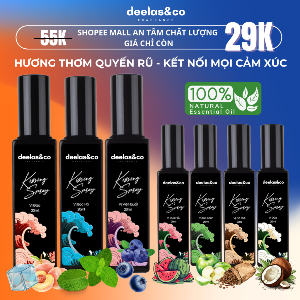 Xịt Thơm Miệng Kissing Spray Deelab 20ml Chai Mới Hương Trái Cây Kẹo Ngọt Thơm Mát Ngọt Ngào - Dạng Xịt 