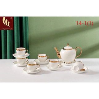   Nhiều mẫu  Bộ bình tách   ấm chén uống trà sứ hoạ tiết nhiều mẫu hoa hoặc trắng viền vàng tráng men cao cấp 