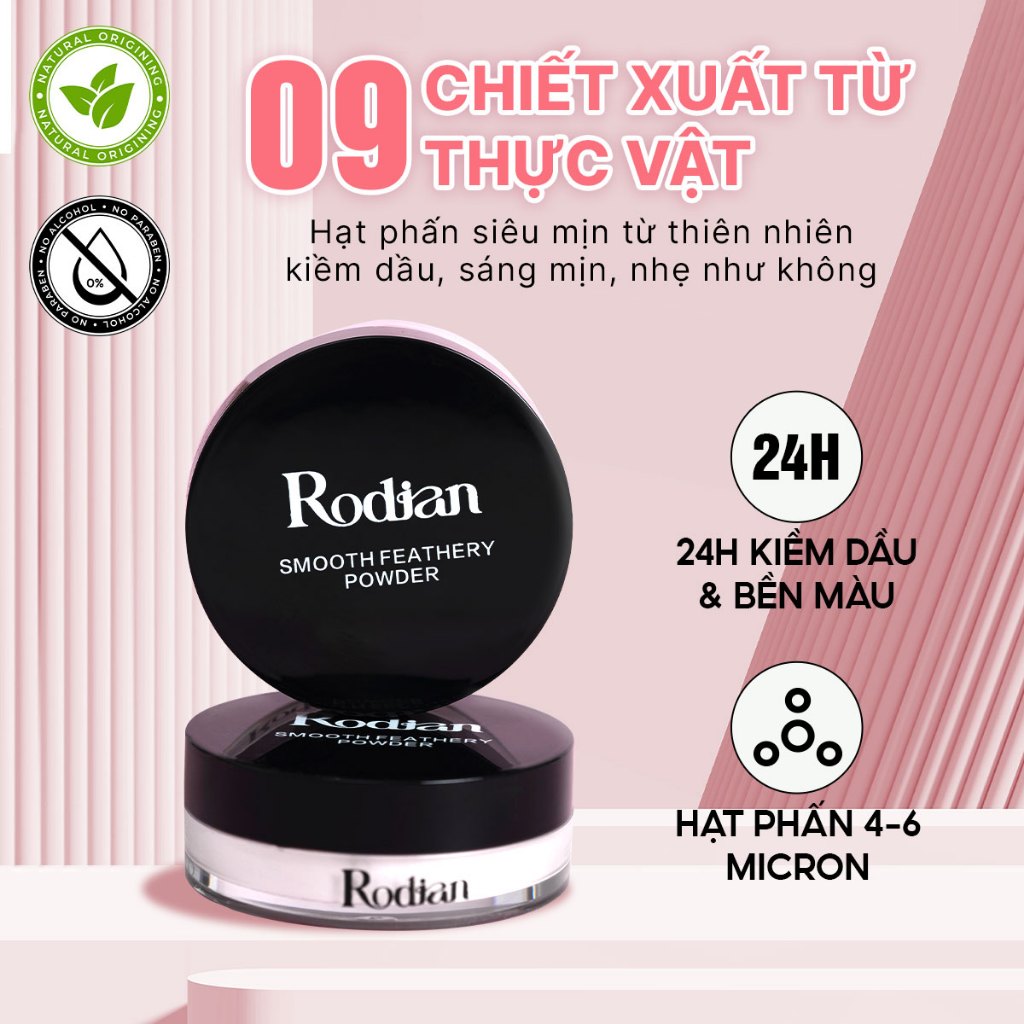 Phấn Phủ Kiềm Dầu Rodian Smooth Feathery Powder Chống Nước, Chống Mồ Hôi Che Phủ Bóng Dầu Cho Mặt 8g