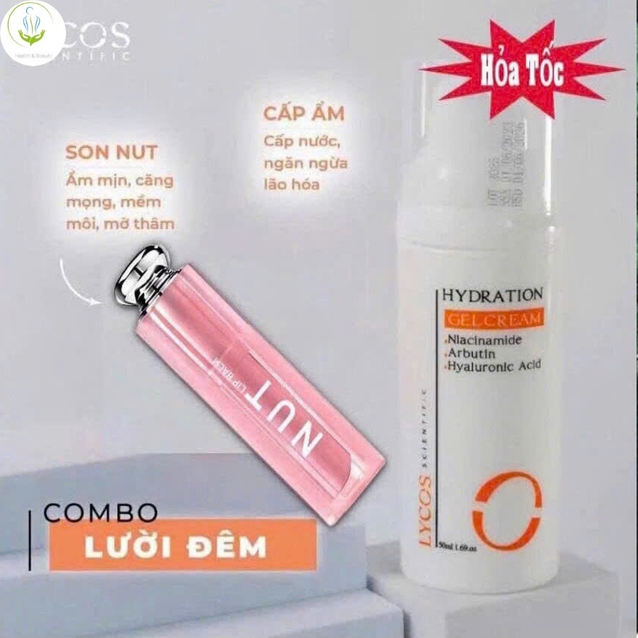 Combo LƯỜI ĐÊM Lycos (Gel Cấp Ẩm Lycos, Kem Dưỡng Ẩm Lycos + Son Dưỡng NUT Lycos)