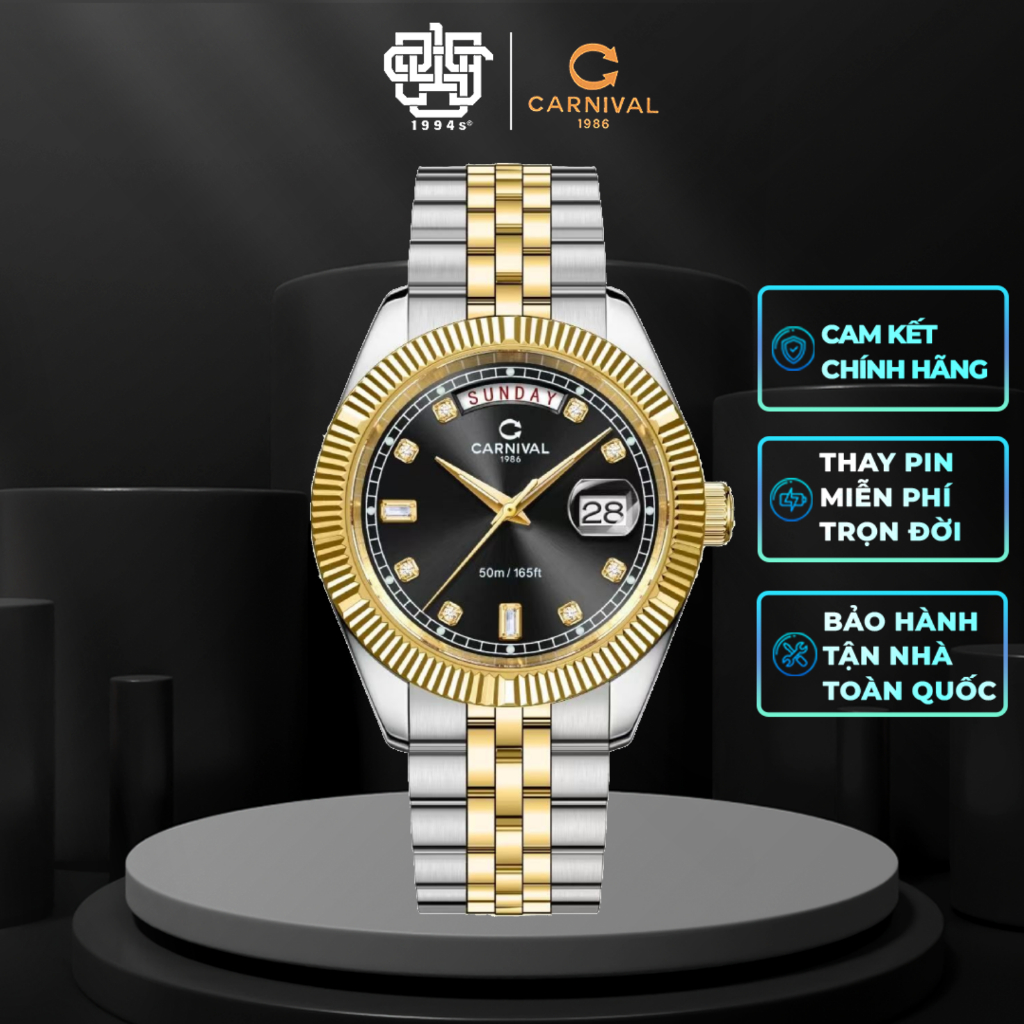 Đồng Hồ Nam CARNIVAL 8190G-CV-D Quartz Thanh Lịch Hàng Chính Hãng