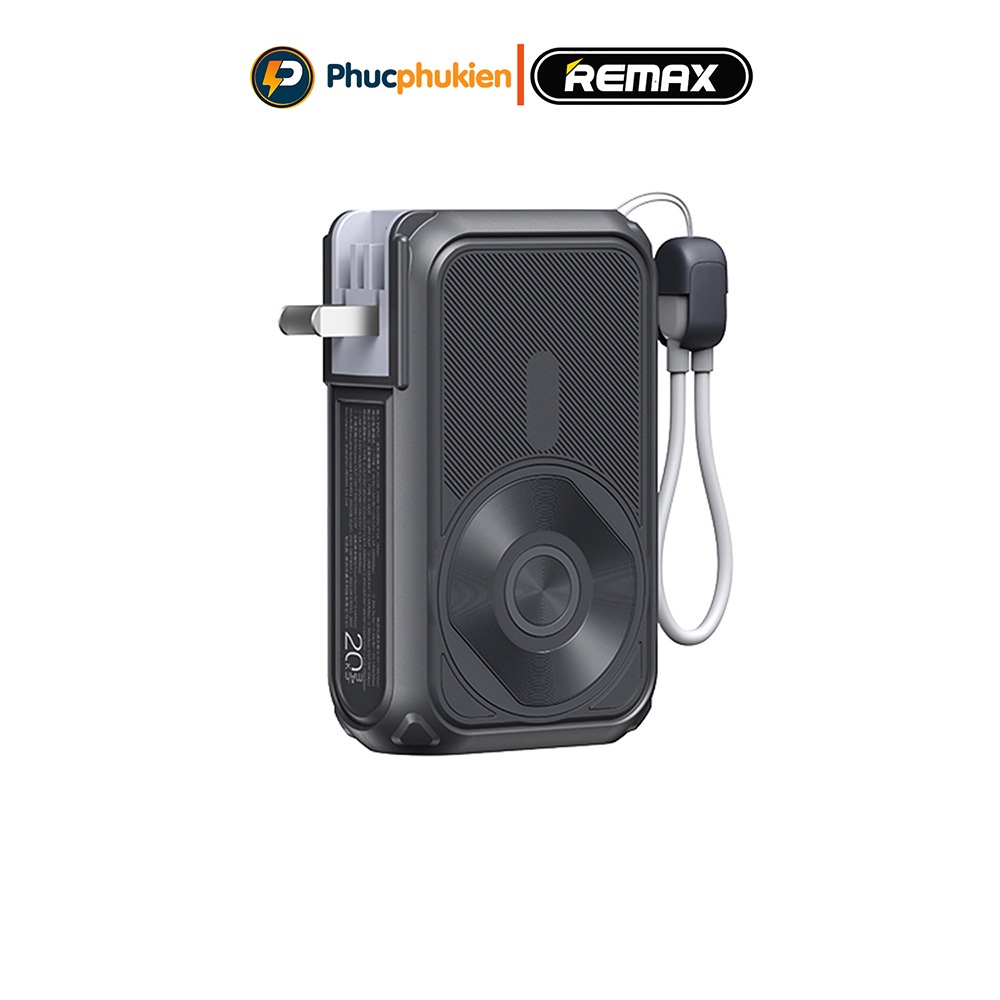 Remax CP 2 - Sạc dự phòng 20000mAh chân sạc AC, sạc không dây m@gsafe dây sạc 2 đầu - Phúc Phụ Kiện