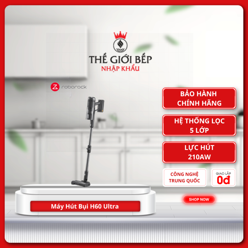 Máy Hút Bụi Cao Cấp Roborock H60 Ultra – Lực Hút 170AW, Đầu Hút Chống Rối, Pin Tháo Rời 80 Phút