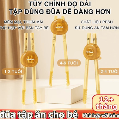 Đũa tập ăn, Đũa tập gắp Xỏ Ngón Youkebei chất liệu PPSU cho bé, Đũa tập ăn KidAndMom cho bé 1-6 tuổi