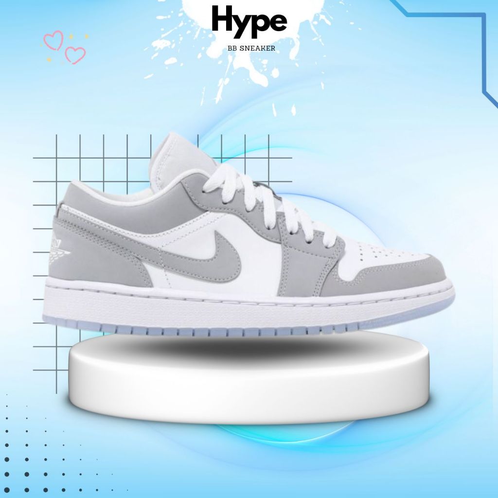 Giày sneaker_Jordan 1 Low Wolf Grey, Giày Jd1 cổ thấp nam nữ full box