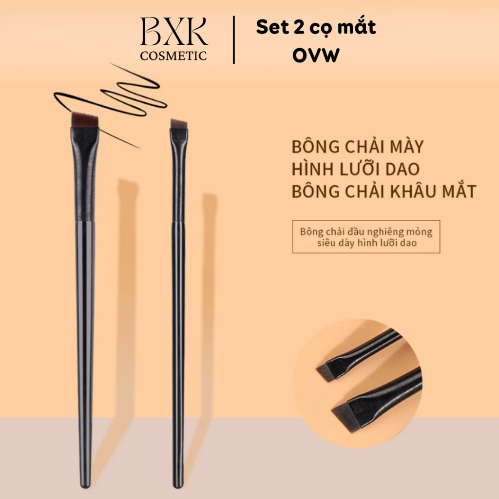 Set 2 Cọ Trang Điểm Mắt Lông Tự Nhiên Mịn Màng Trang Điểm Chuyên Nghiệp HS0102 BXK COSMETICS