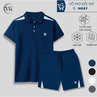 Bộ quần áo nam nữ cao cấp- Phối vai logo thêu- Chất liệu poly cá sấu co giãn mát mẻ- trẻ trung- TONY FASHION