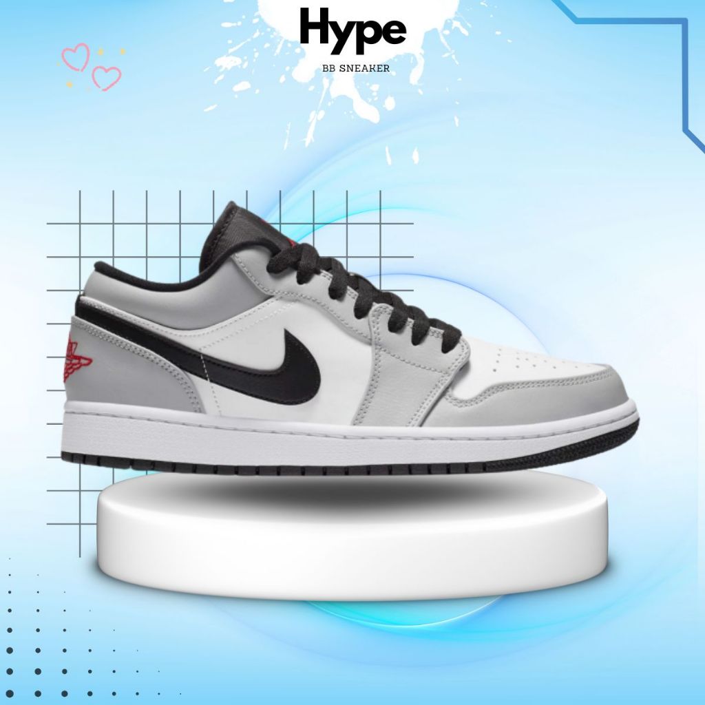 Giày sneaker Jordan 1 Low 'Light Smoke Grey V2', Giày JD1 cổ thấp nam nữ full box