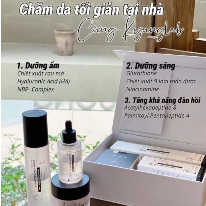 Bộ sản phẩm tinh chất dưỡng trắng da và cấp ẩm KYUNGLAB ultra light radicean(chính hãng kyunglab)