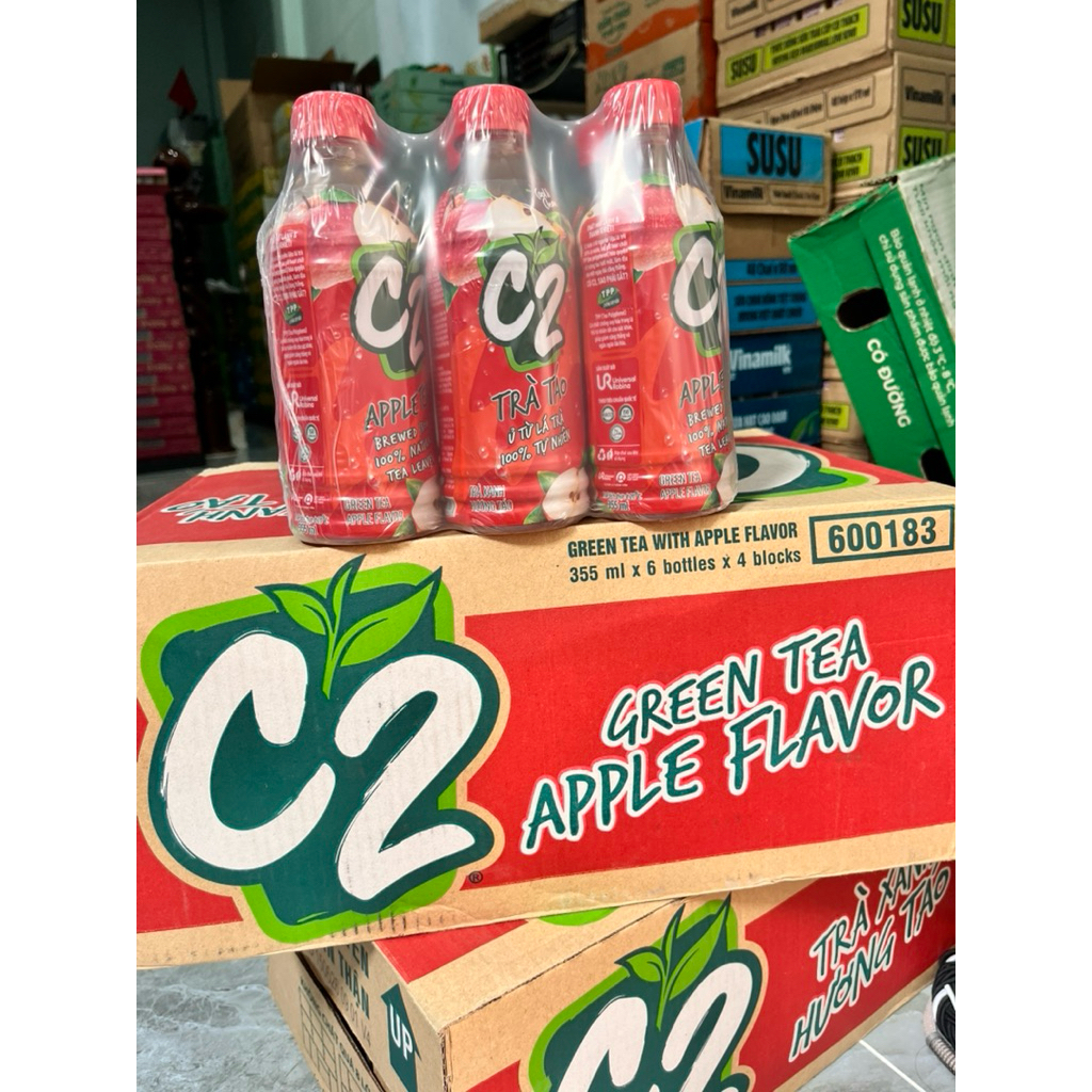 Thùng 24 chai C2 trà xanh hương táo 355ml