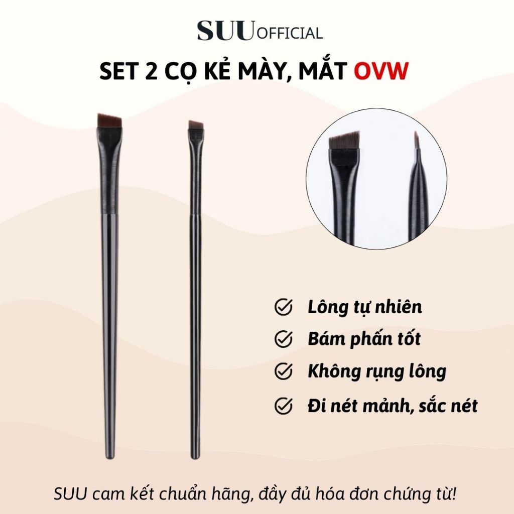 Set 2 Cọ Trang Điểm Kẻ Mắt Lông Tự Nhiên Trang Điểm Chuyên Nghiệp HS0102 SUU COSMETICS