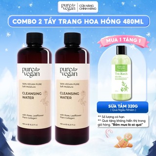   Combo 2  Nước Tẩy Trang Thuần Chay Pure Vegan Làm Sạch Bã Nhờn Cấp Ẩm Làm Dịu Da - Dung Tích 480ml 