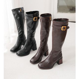 La Muse - Bốt gối mũi vuông cao gót thời thượng Nina