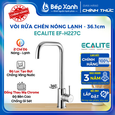 [CHÍNH HÃNG] Vòi Rửa Chén Nóng Lạnh Ecalite EF-H227C - Cao 36.1cm - Bảo Hành 3 Năm