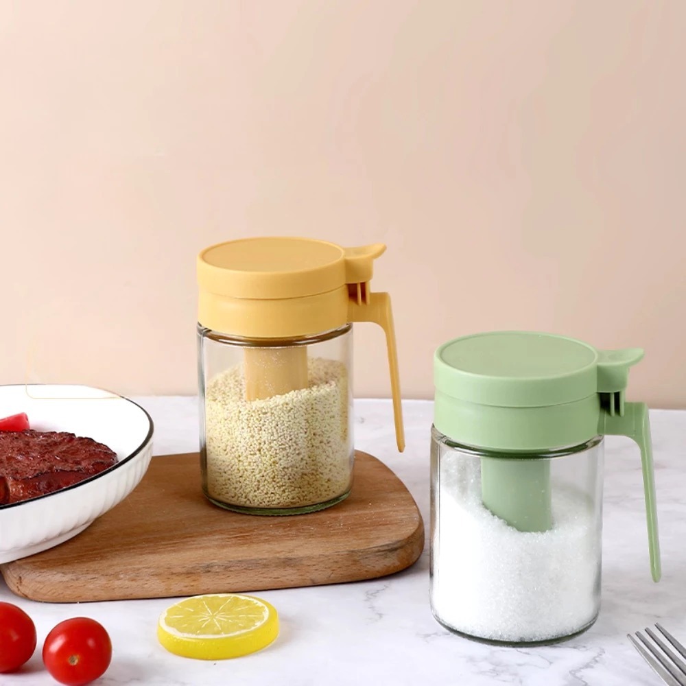 Lọ Đựng Gia Vị Thủy Tinh HanaX, Có Ngăn Thìa Riêng, Nắp Kín Chống Ẩm, Tiện Lợi Cho Nhà Bếp | BigBuy360 - bigbuy360.vn