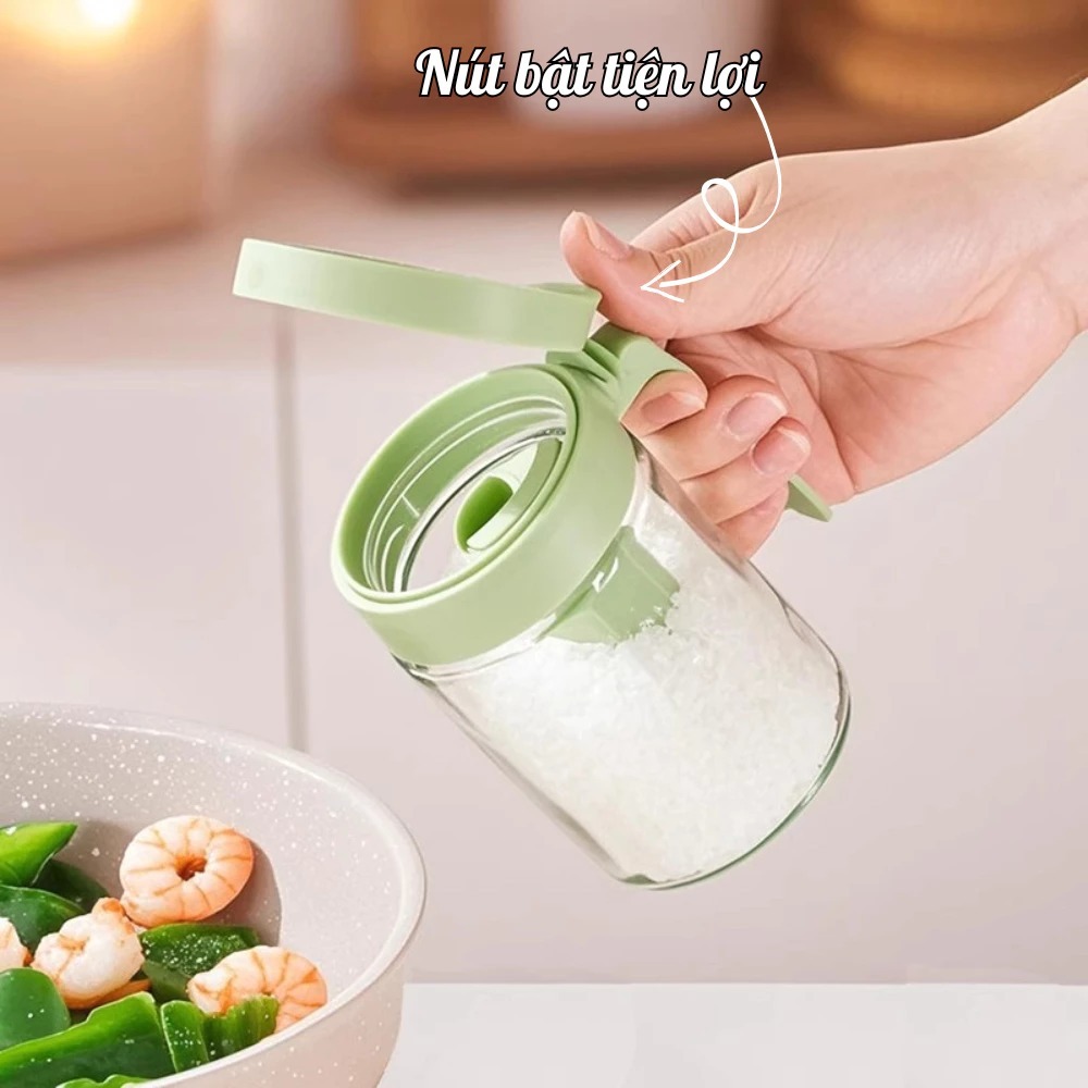 Lọ Đựng Gia Vị Thủy Tinh HanaX, Có Ngăn Thìa Riêng, Nắp Kín Chống Ẩm, Tiện Lợi Cho Nhà Bếp | BigBuy360 - bigbuy360.vn