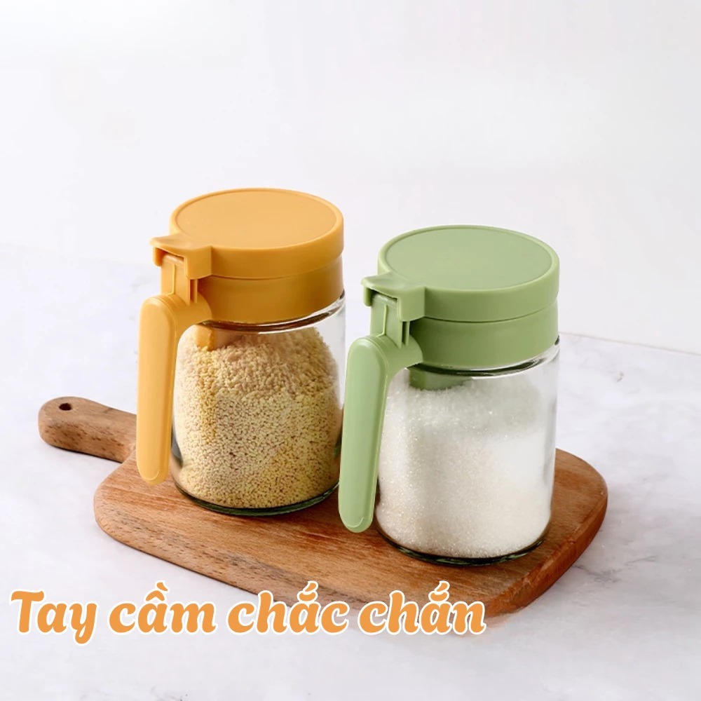Lọ Đựng Gia Vị Thủy Tinh HanaX, Có Ngăn Thìa Riêng, Nắp Kín Chống Ẩm, Tiện Lợi Cho Nhà Bếp | BigBuy360 - bigbuy360.vn