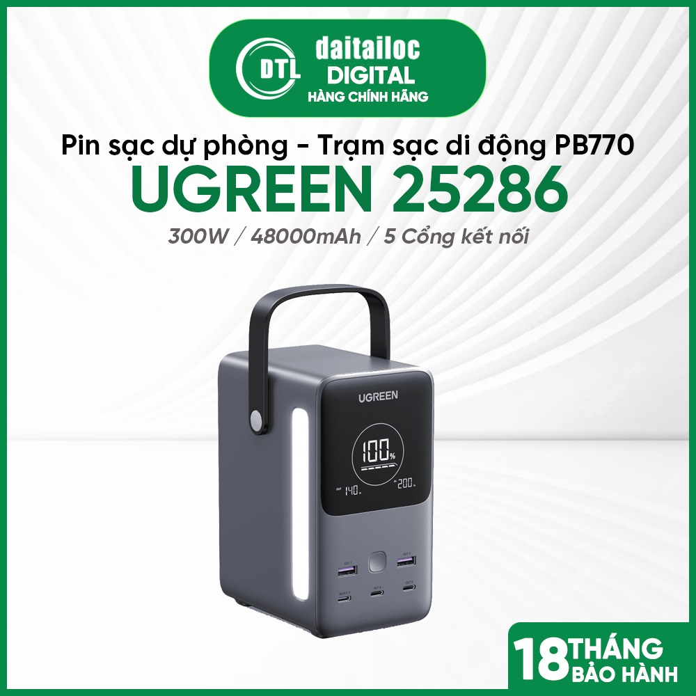 Pin sạc dự phòng 300W 48000mAh PB770 UGREEN 25286 I Chính hãng I Bảo hành 18 tháng