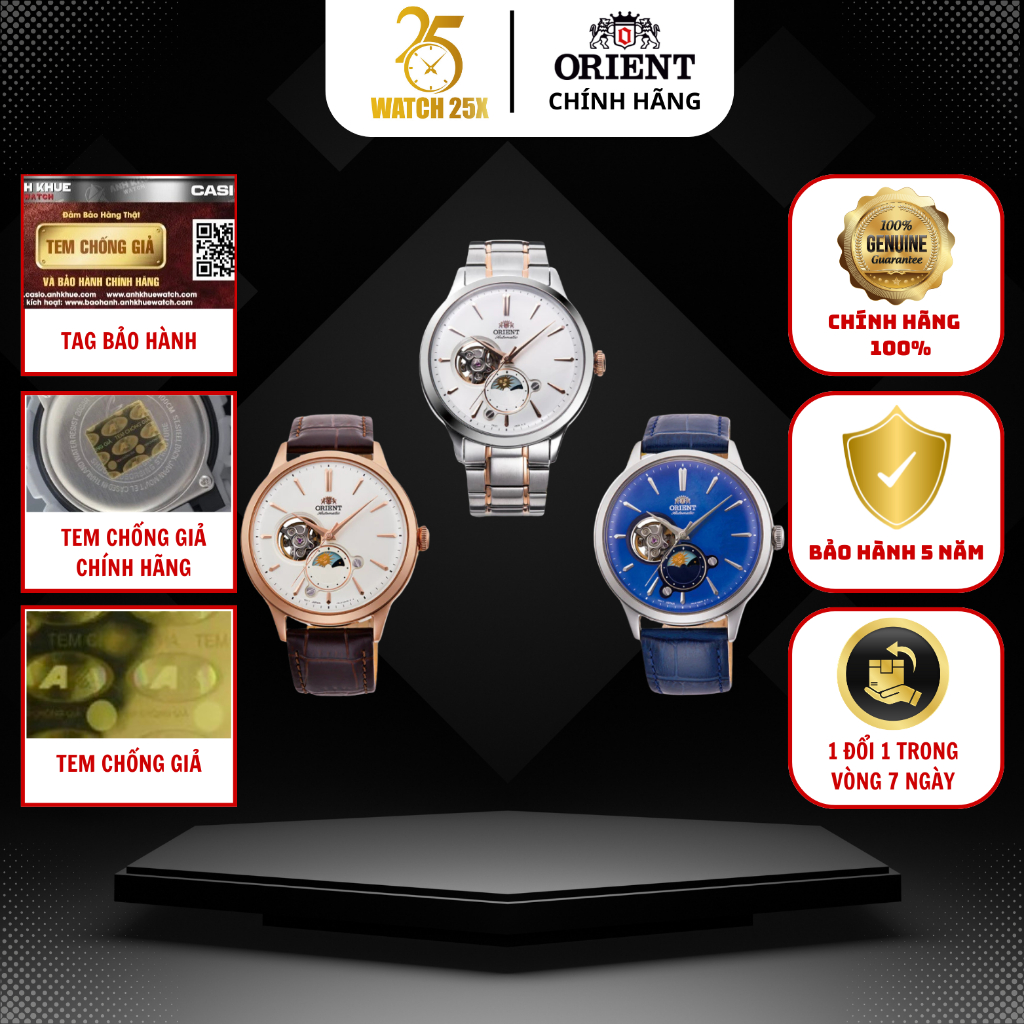 Đồng Hồ Cơ Nam Automatic Orient Series RA-AS01 Watch25x Sun & Moon Lộ Máy Vòng Trăng Sao