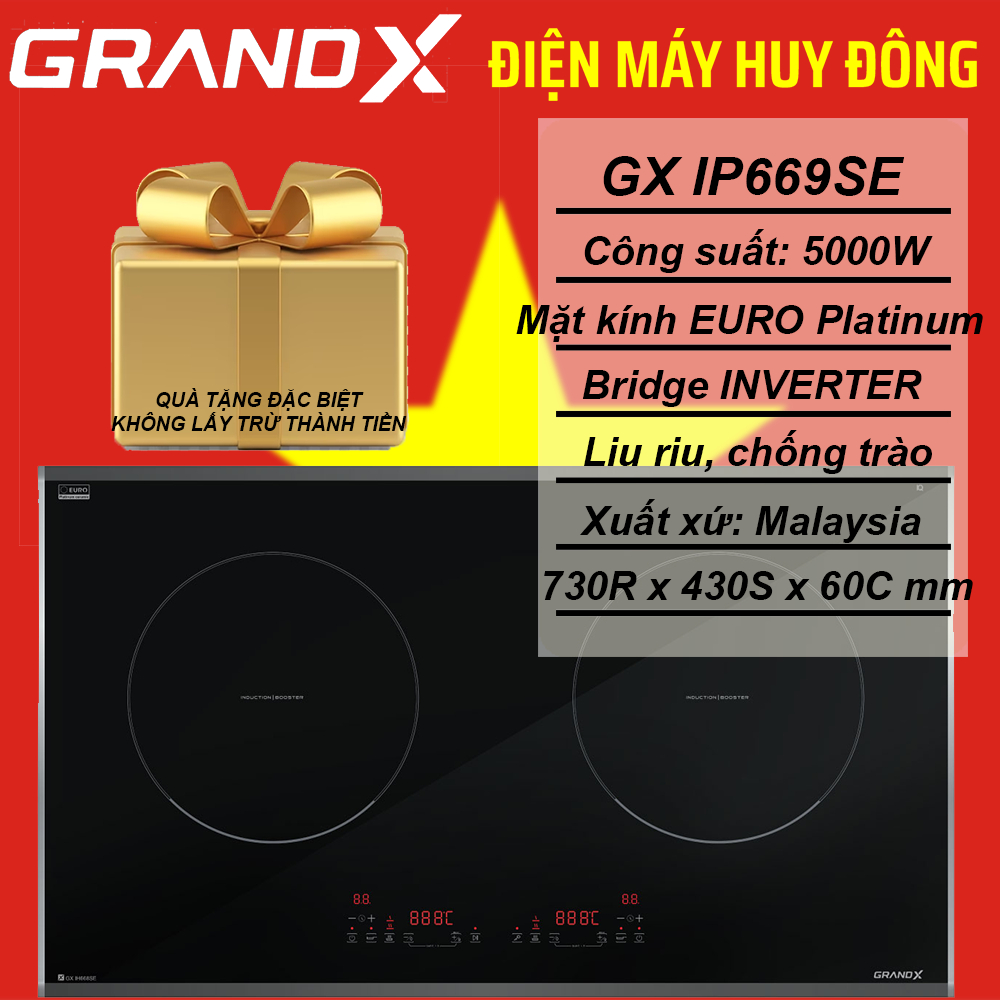 Bếp từ 2 vùng nấu Series 6 GrandX GX IP669SE