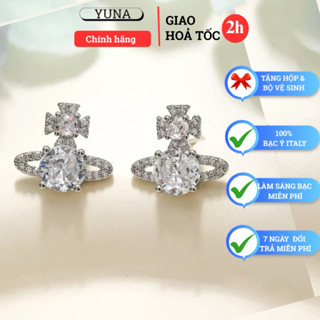    Bạc   Bông Tai Nữ Bạc Ý đá chủ Moissanite 8mm |  Mẫu Tinh Tú Tỏa Sáng  Tặng hộp đựng & Bộ VS   