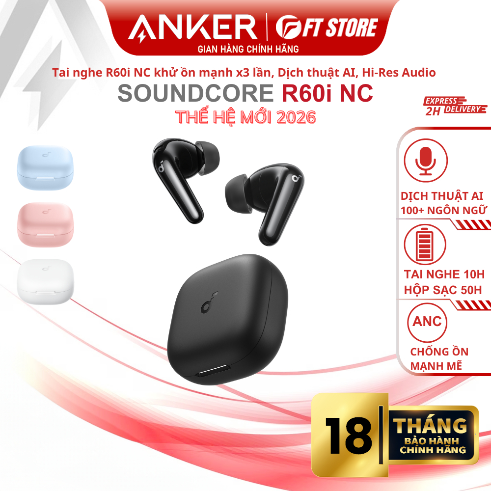 Tai nghe bluetooth Anker Soundcore D1202 R60i NC chống ồn ANC Chống nước và bụi IP55, phát nhạc 50H